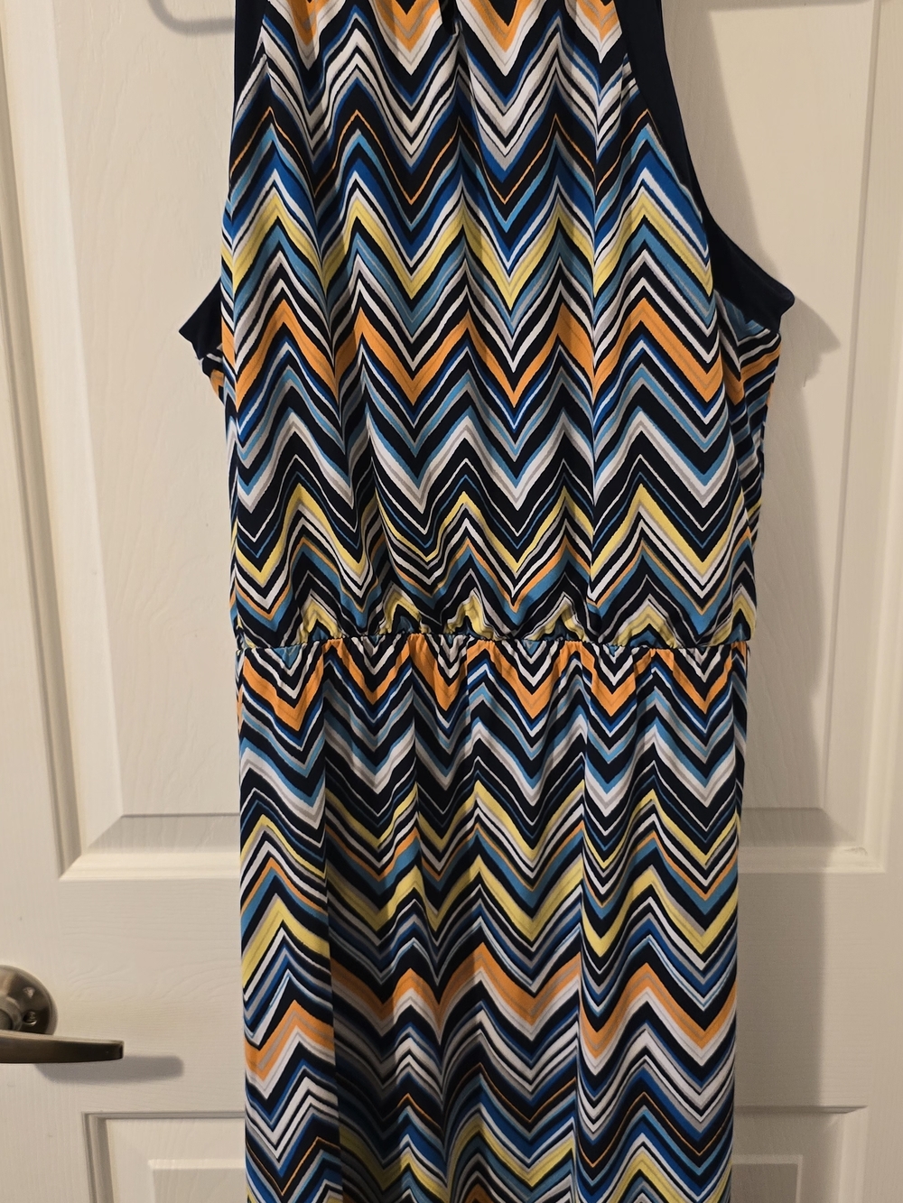 Apt. 9 Chevron Midi Dress in Navy, Blue, Yellow & Orange